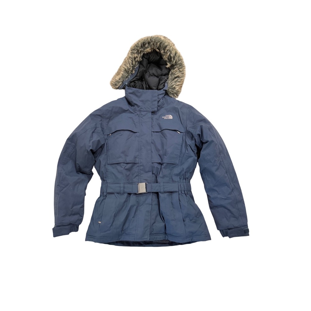 The North Face Greenland HyVent Parka Jacket Womens Size Small  Blue Belted